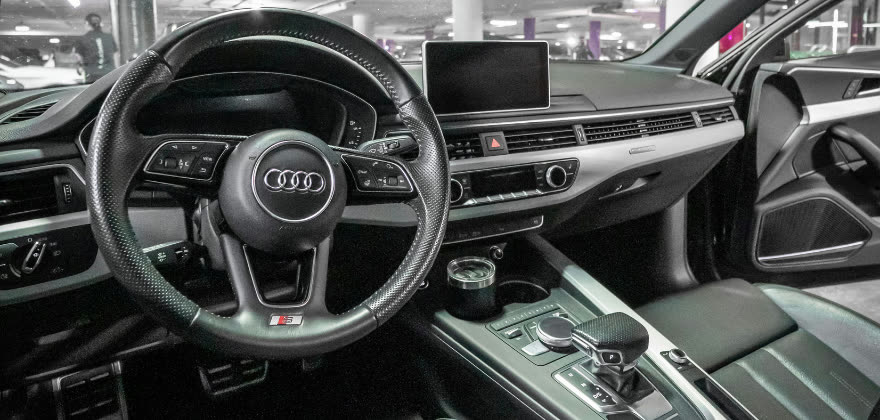 Clean Audi interior after premium service by ALPHASHINE Car Detailing in Liberty Village, Toronto.
