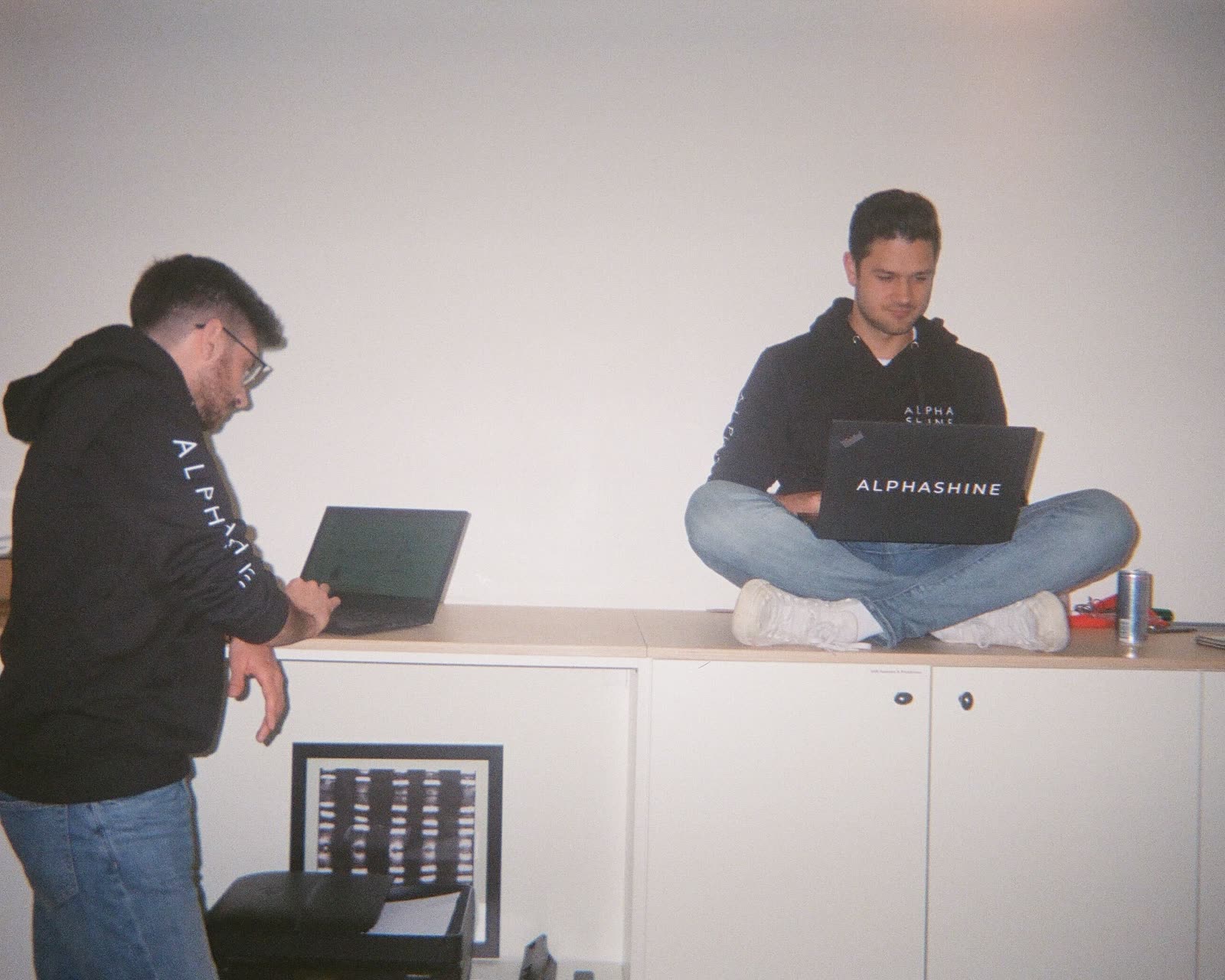team members working on their laptops